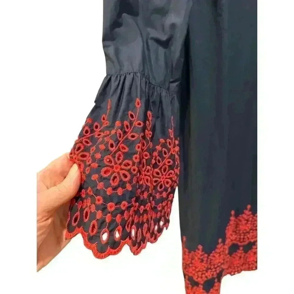 J. Crew Navy with Red Eyelet Embroidery Shift Dress Size S, NWT. - Picture 4 of 9